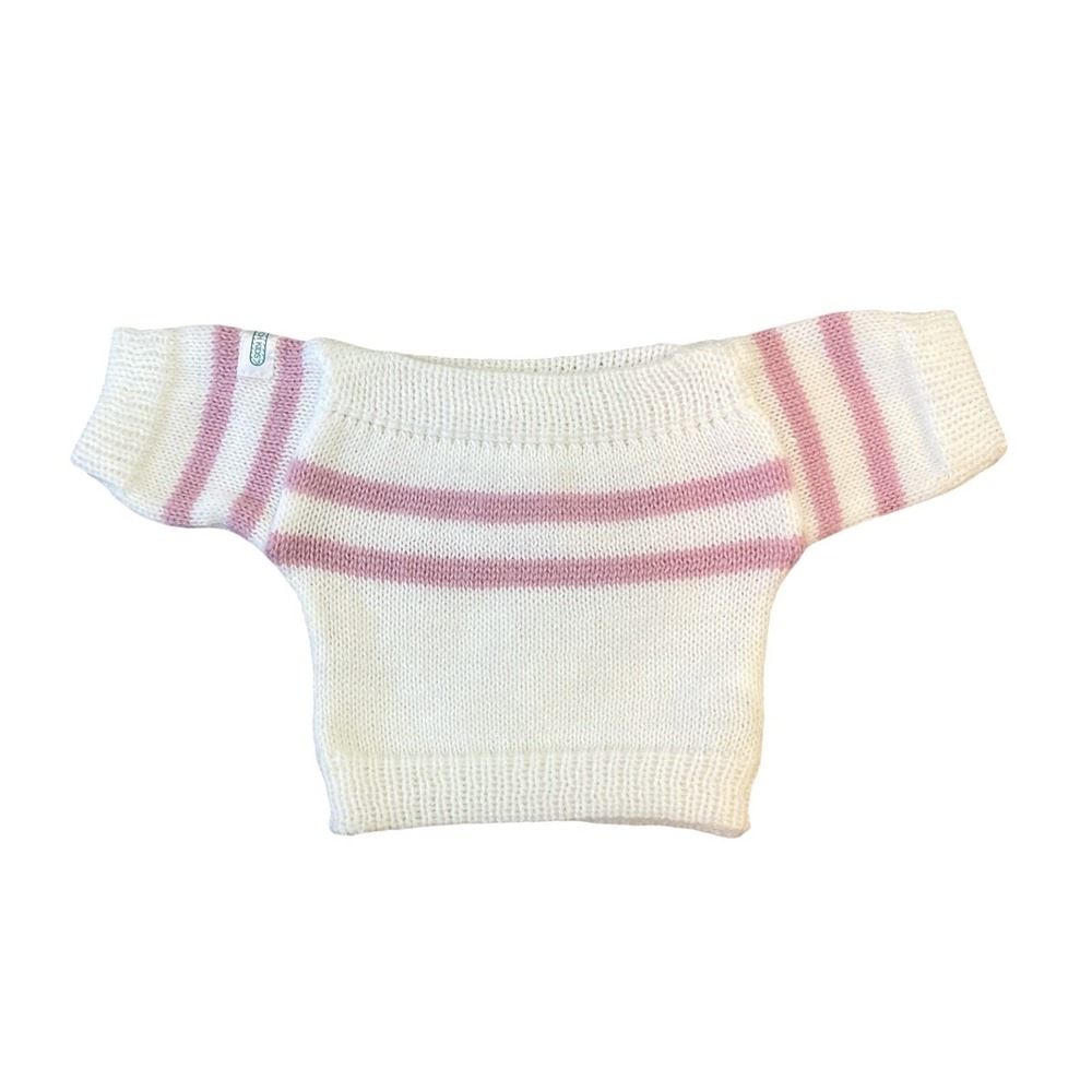 Vtg 1980s 16" Dolls Cabbage Patch Kids Doll Sweater Pink White Striped Coleco EX